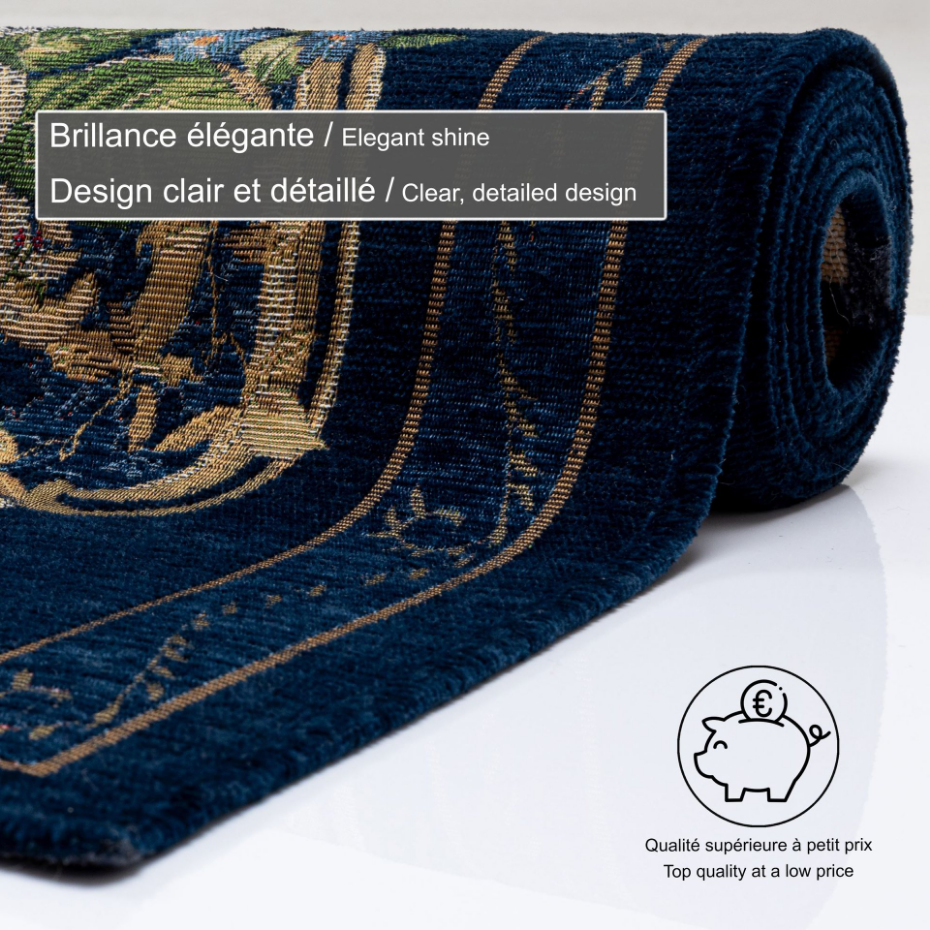 Tapis floral tissé à la machine avec bordure - Flomi