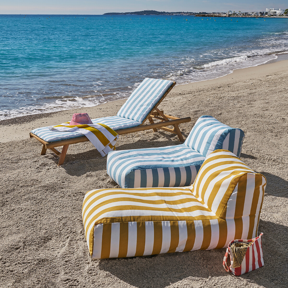 Canapé pouf de jardin en toile à rayures, Hendaye