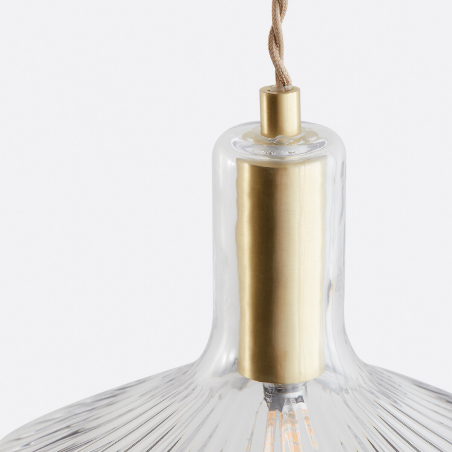 Suspension laiton et verre strié Ø24,5cm, Gramma