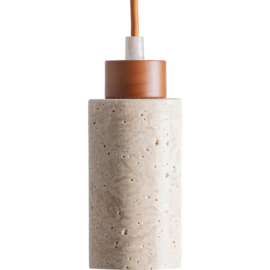 Lustre suspendu contemporain en travertin et cristal