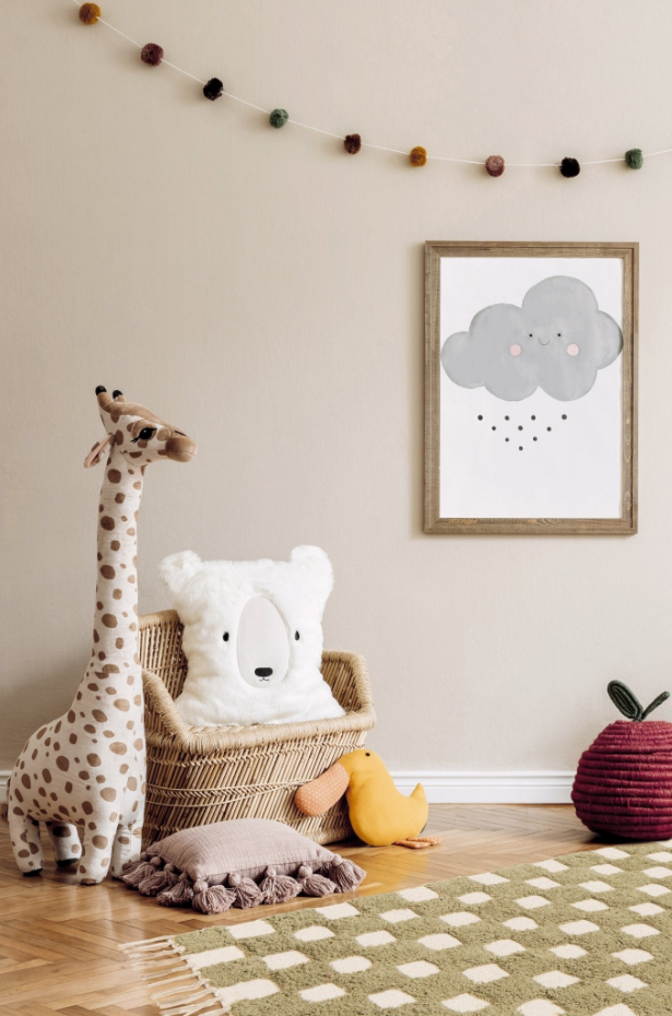 Tapis enfant à carreaux 100% coton MAEL