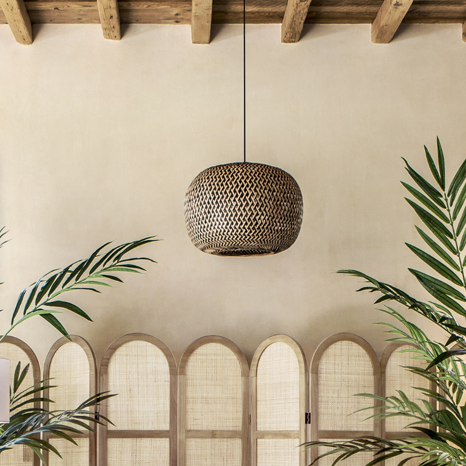 Suspension bambou tressé design ethnique SINAI