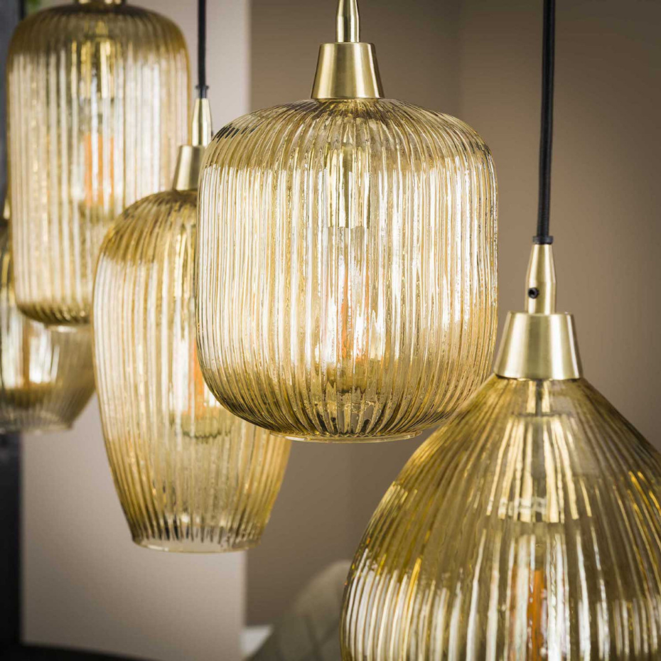 Suspension 5 globes en verre - AMBRE
