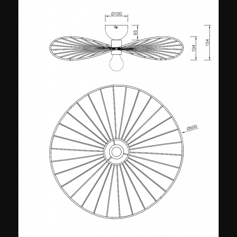 Plafonnier design en métal bohème, D.60 , CHAPEAU