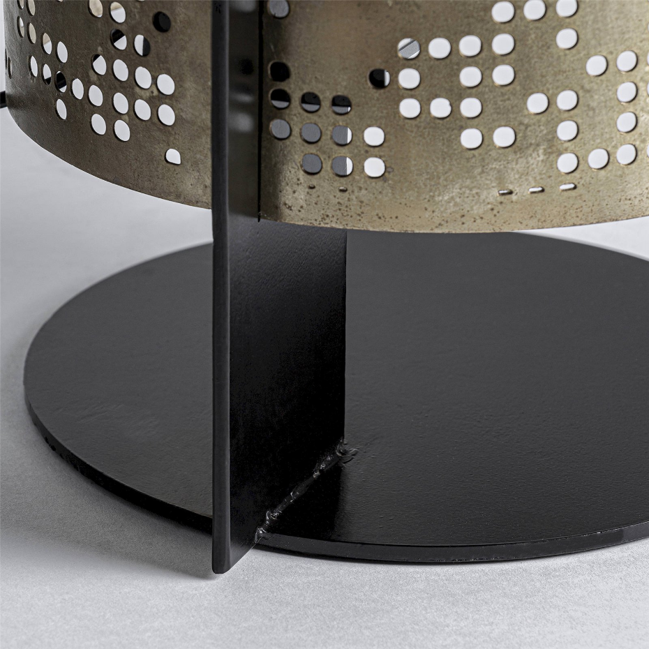 Lampe haute en acier bois et raphia style contemporain