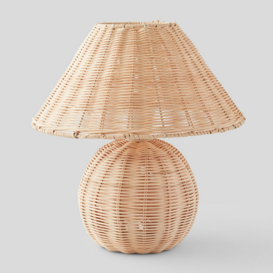 Lampe de chevet, 38x38cm, en rotin