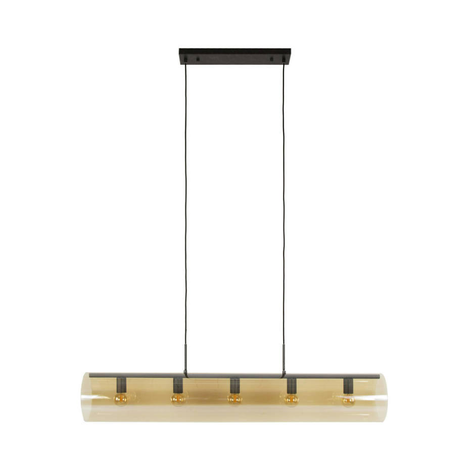 Suspension tube en verre ambré 5 lampes RALF