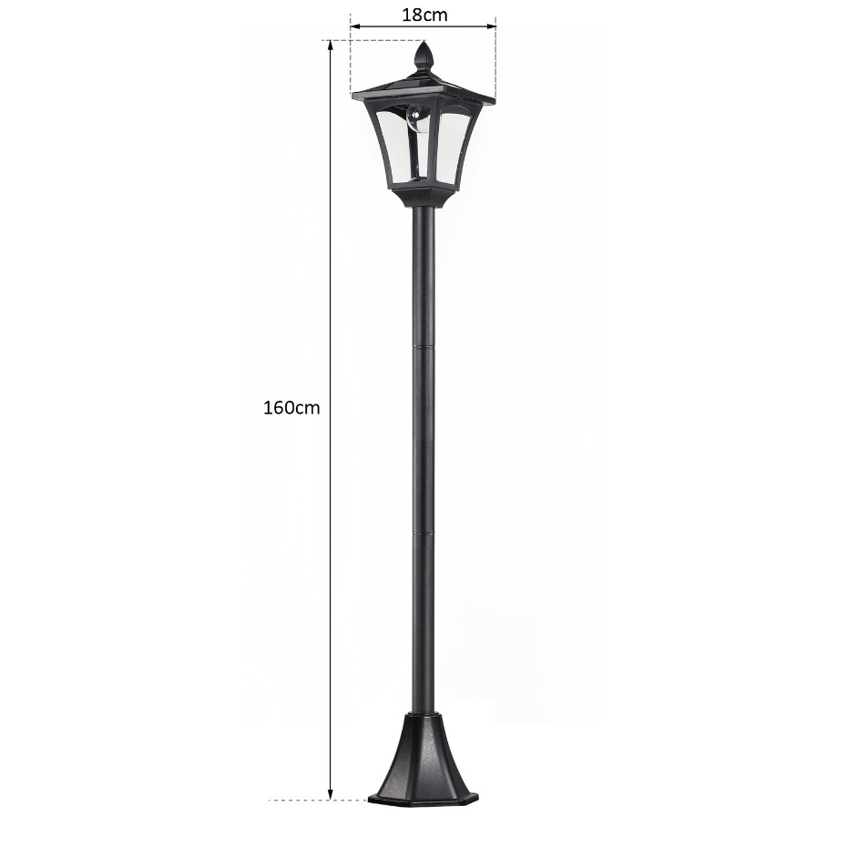 Lampadaire extérieur solaire luminaire lanterne LED noir