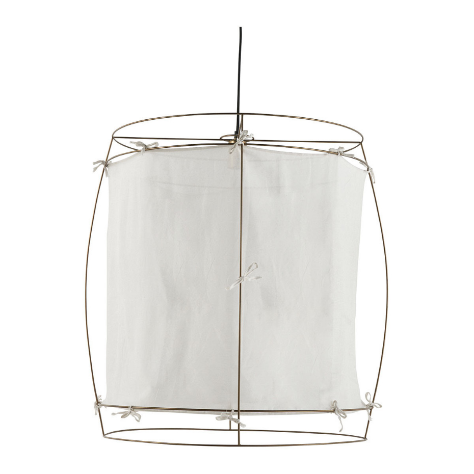 Suspension tissu et métal finition laiton 75x75x66