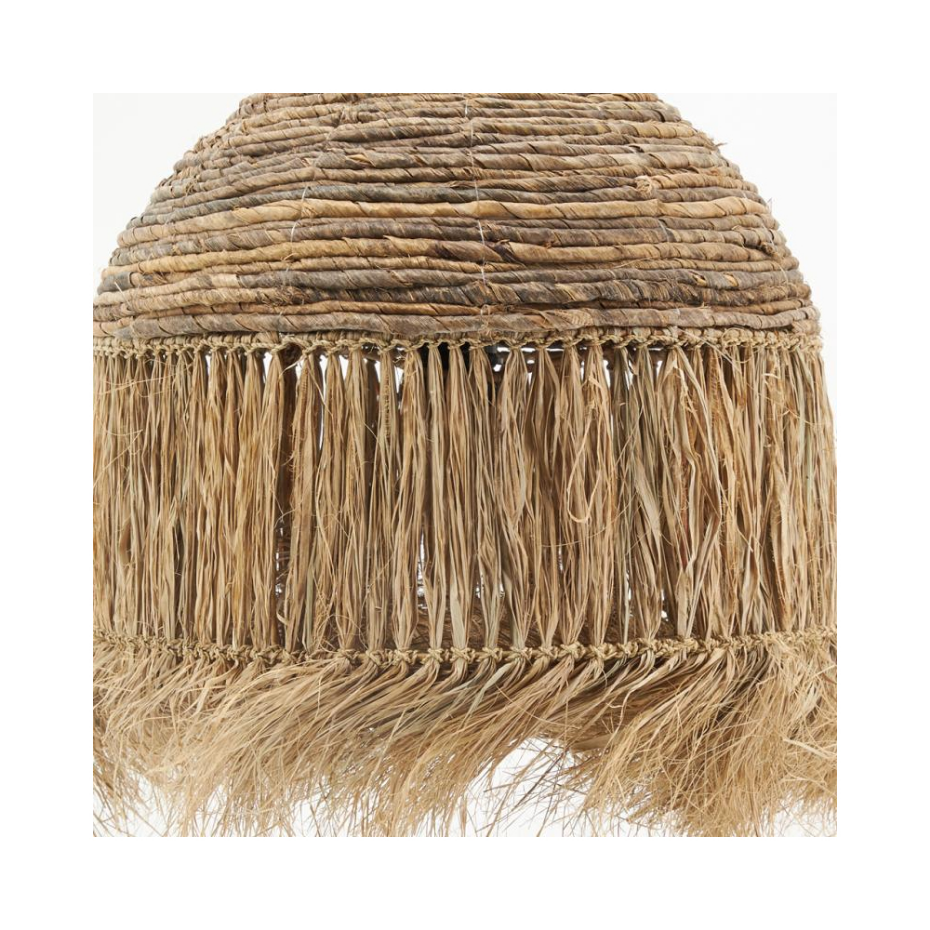 Abat-jour en abaca avec franges pour suspension