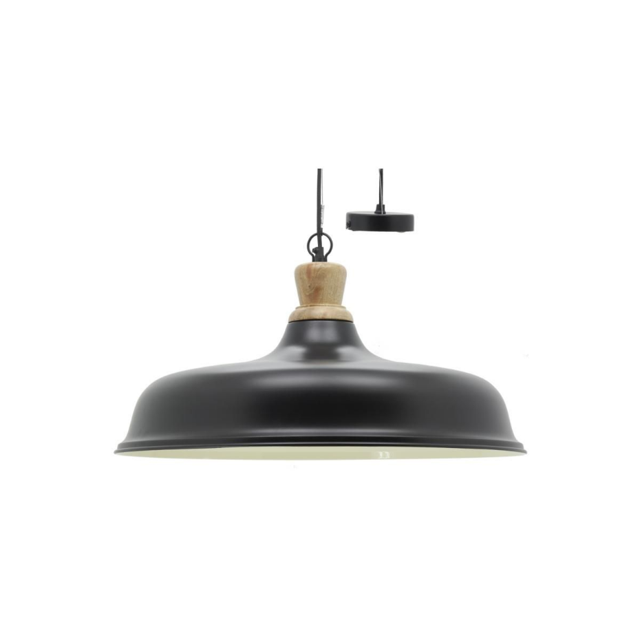Suspension en métal et bois Ø 60 noir