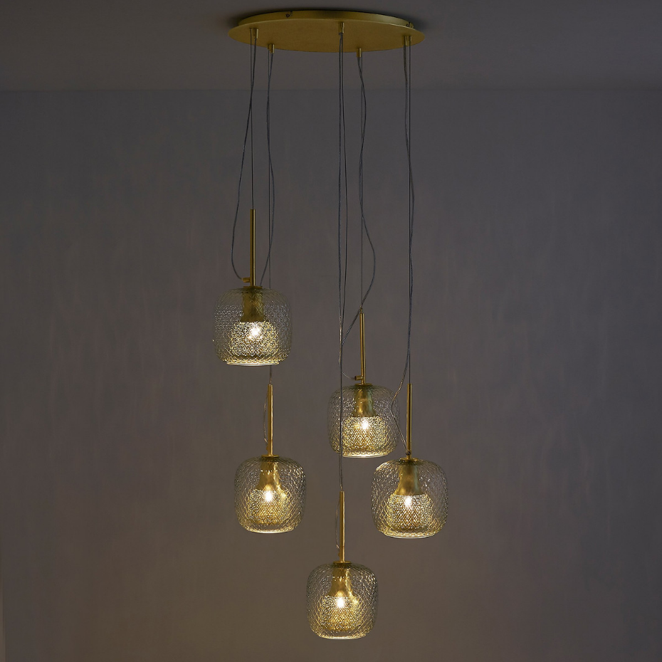 Suspension grappe 5 globes, Mistinguett