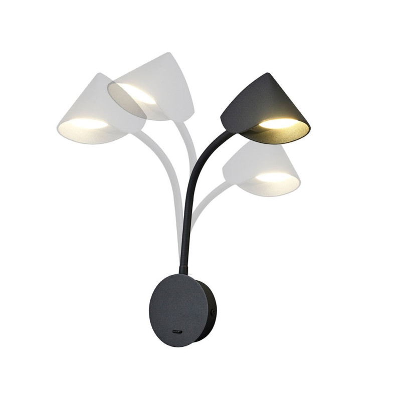 Applique Led De Chevet Noire Avec Interrupteur Ago