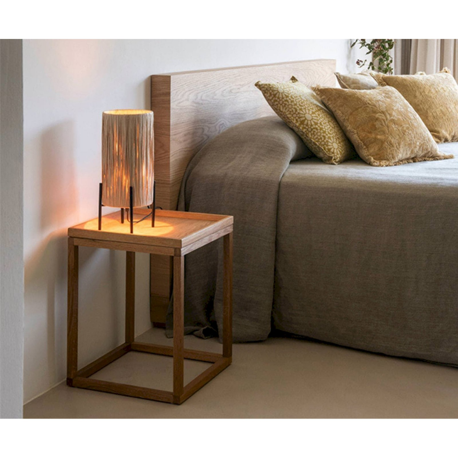 Lampe de chevet en papier et laiton brossé carré