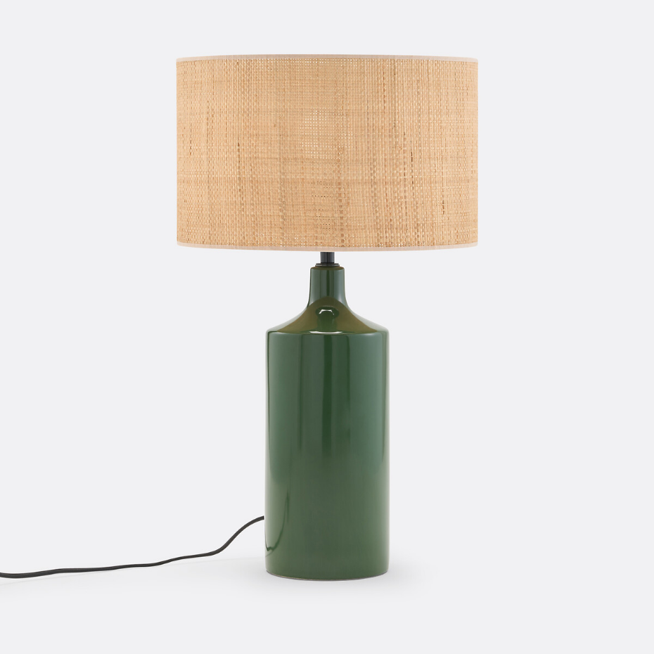 Lampe à poser céramique et raphia, Rabano