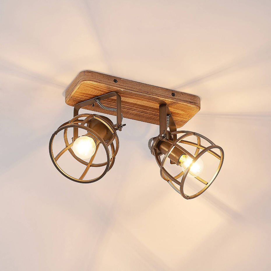 Plafonnier en bois vintage, Rutger