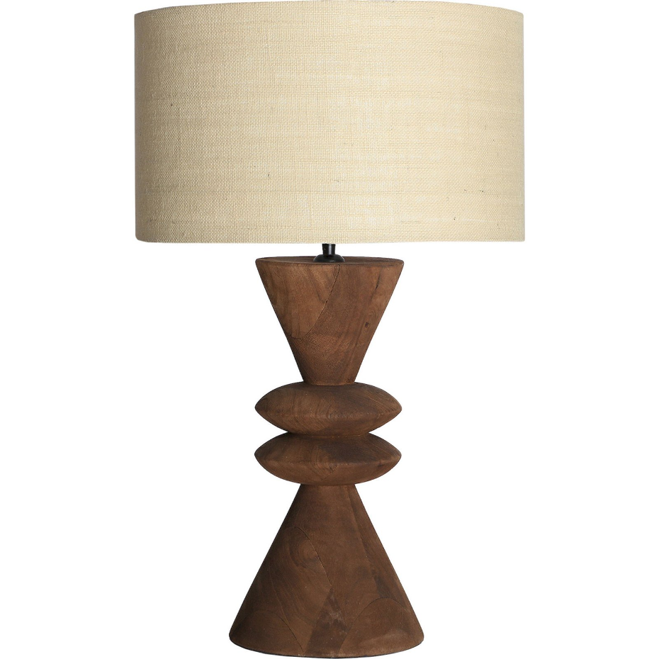 Lampe de table en bois de manguier et lin