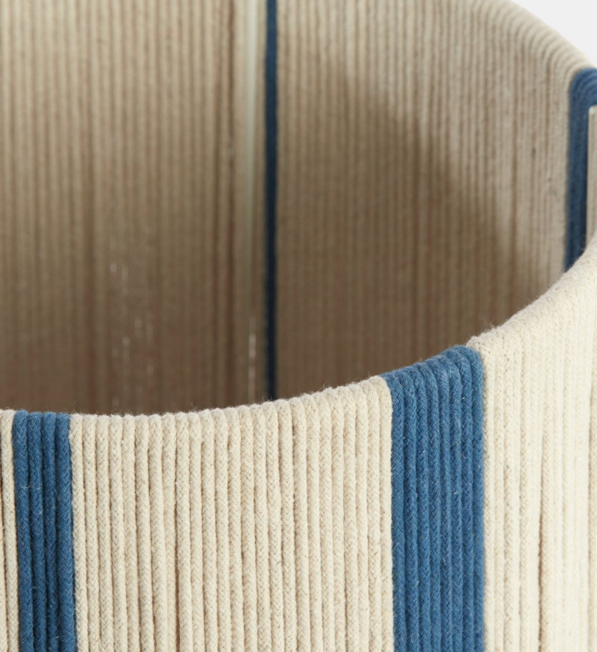Abat-jour Tube - Medan - Ø25 Cm - Crème Et Bleu