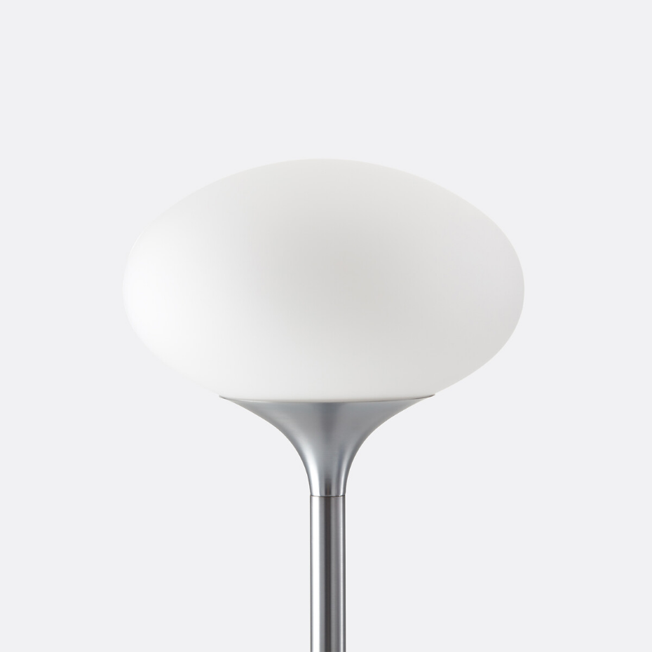 Lampadaire métal fer chrome et opaline, Merisa