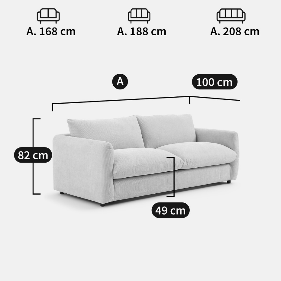 Canapé convertible 2, 3, 4 pl., velours gaufré Yde