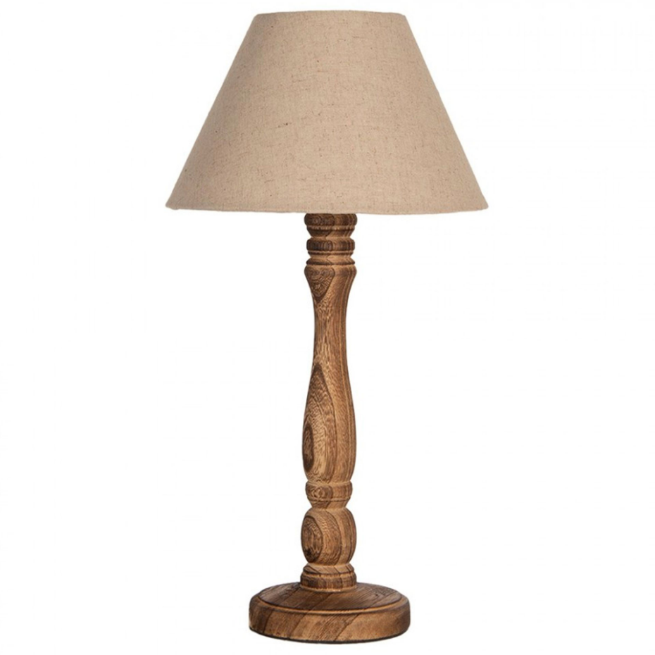 Lampe à poser bois et abat-jour beige 26x26x50cm