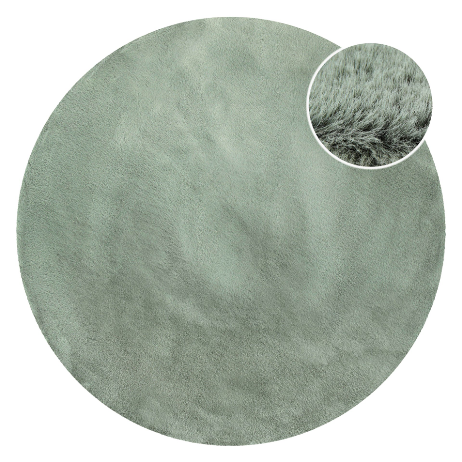 Tapis salon rond doux sensation peau de lapin ,  Anna