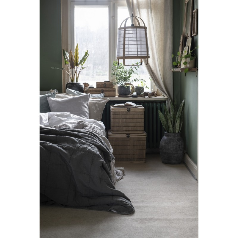 Suspension lanterne bambou tissu