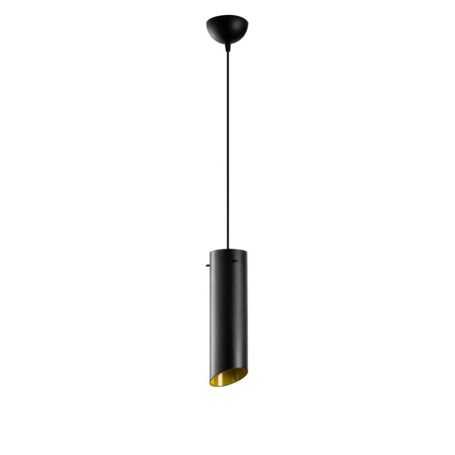 Lampe de chevet suspendue noire mat, forme cylindre SILE