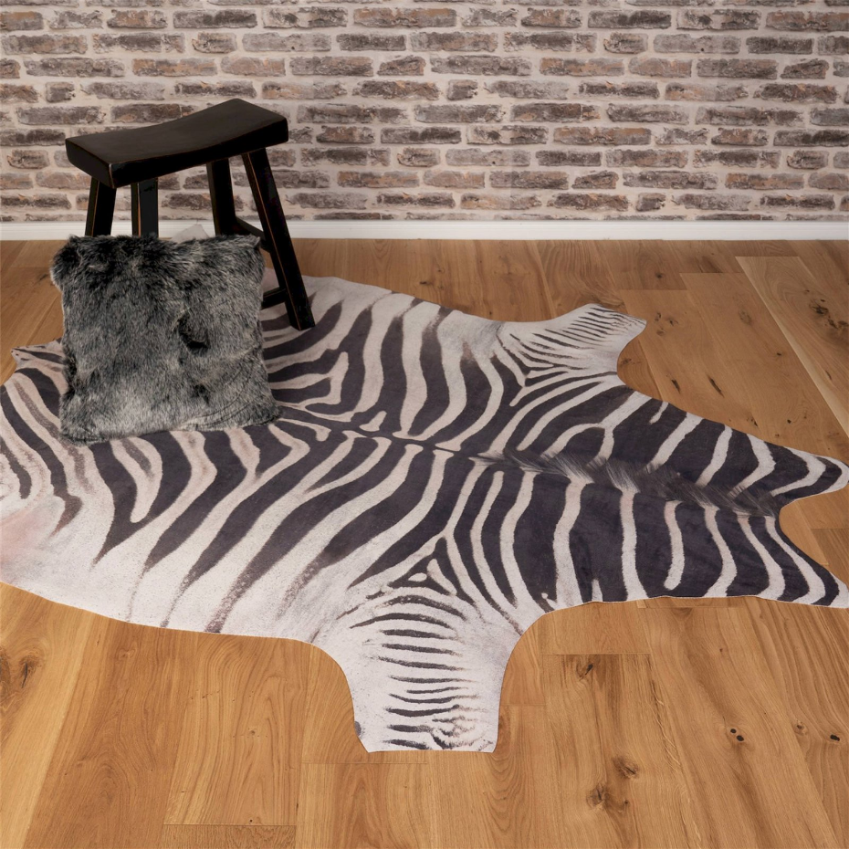 Tapis en polyester motif zèbre organique