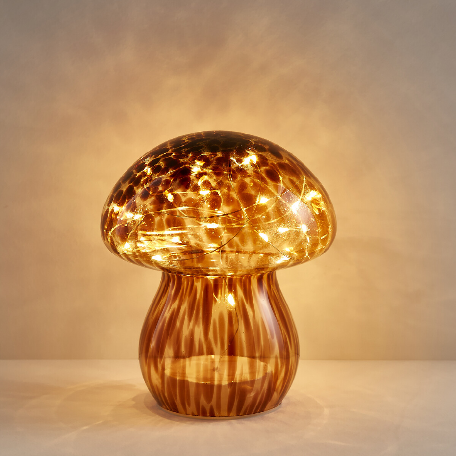 Lampe décorative champignon à LED en verre, Onoki