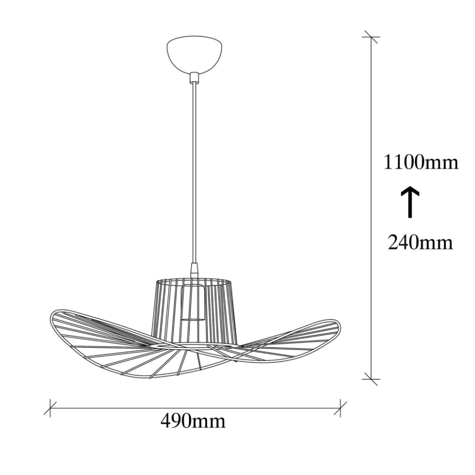 Suspension design noire métal filaire forme ondulée SINOP