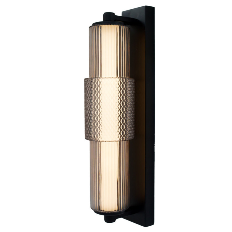Applique Salle De Bain Led Mojo verre fumé et noir