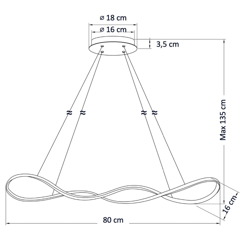 Suspension LED dorée effet vague - MARCELINE