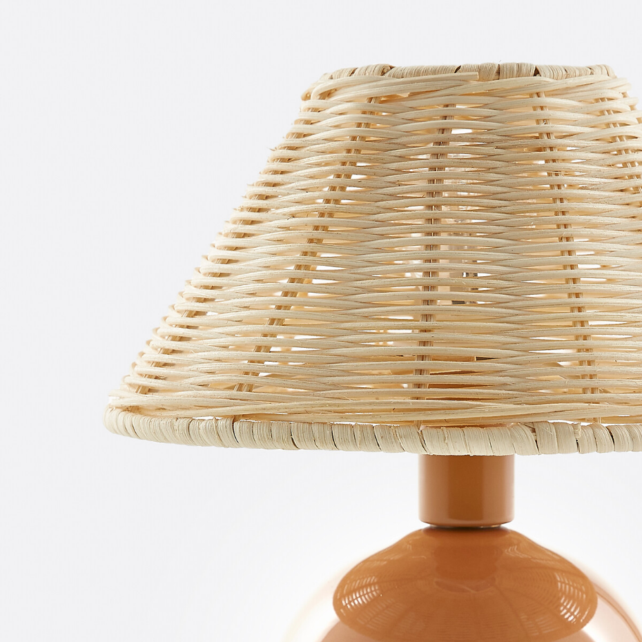 Lampe à poser céramique et rotin, Alios