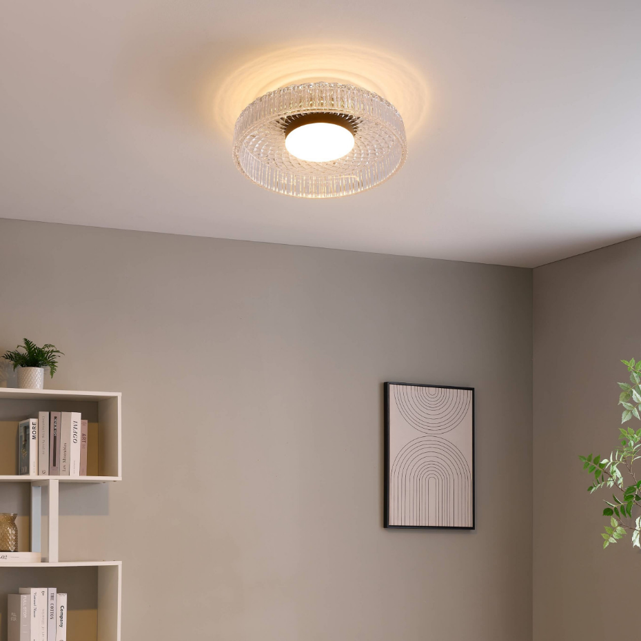 Plafonnier LED verre strié moderne - DAMIAN