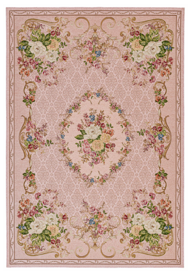 Tapis floral tissé à la machine avec bordure - Flomi