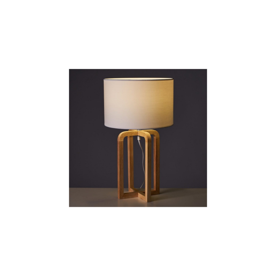 Lampe à poser chêne et abat-jour blanc - 30x30x52cm