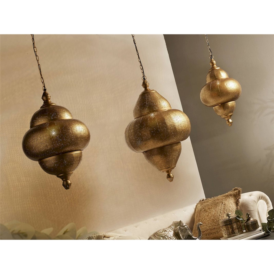 Suspension orientale en métal forme ronde