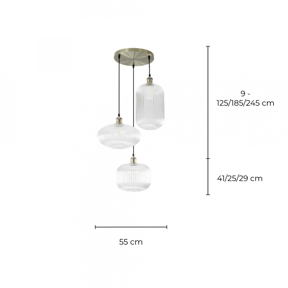 Suspension 3L en verre strié, CHAMIX