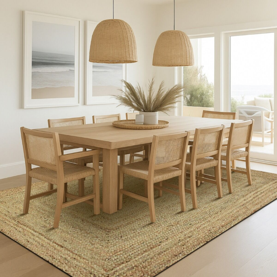 Tapis salon en jute tressé  artisanal VEGETAL JUTE - style bohème