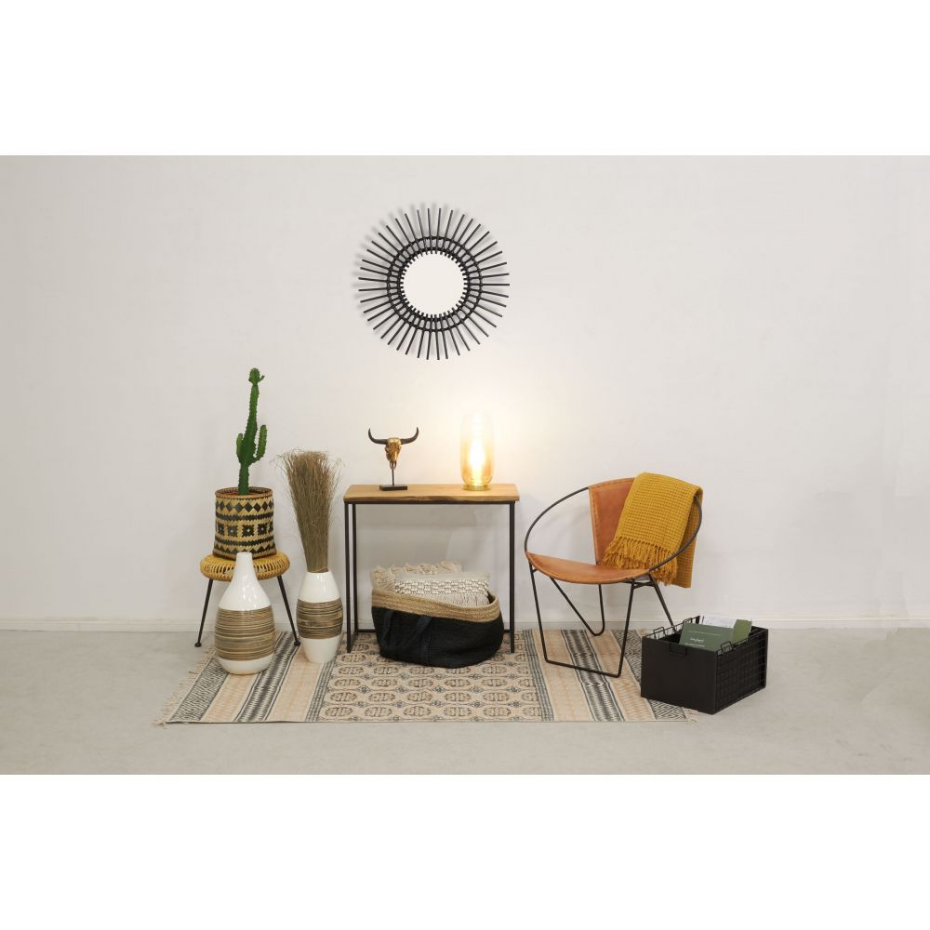 Lampe à poser en verre ambré et métal doré