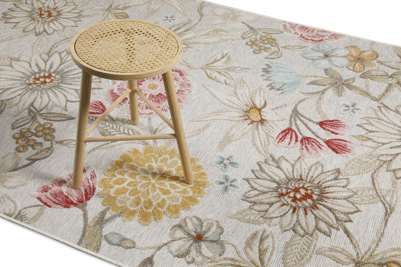 Tapis intérieur extérieur bohème motif fleurs ,  Abloom