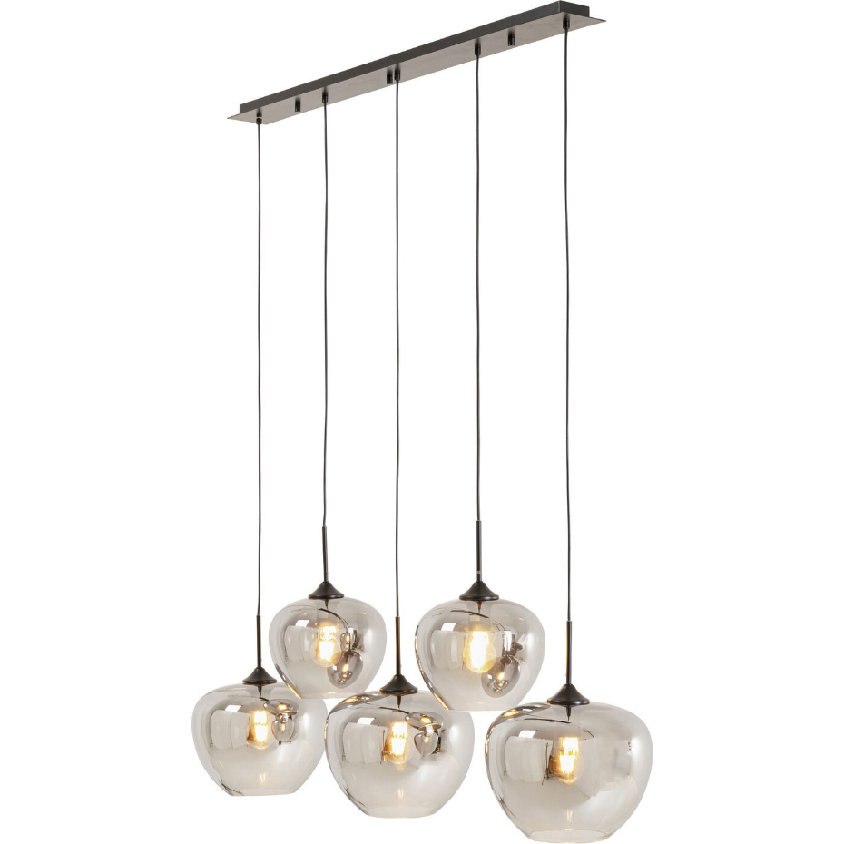 Suspension en verre et acier 5 abat-jours, SPHERE