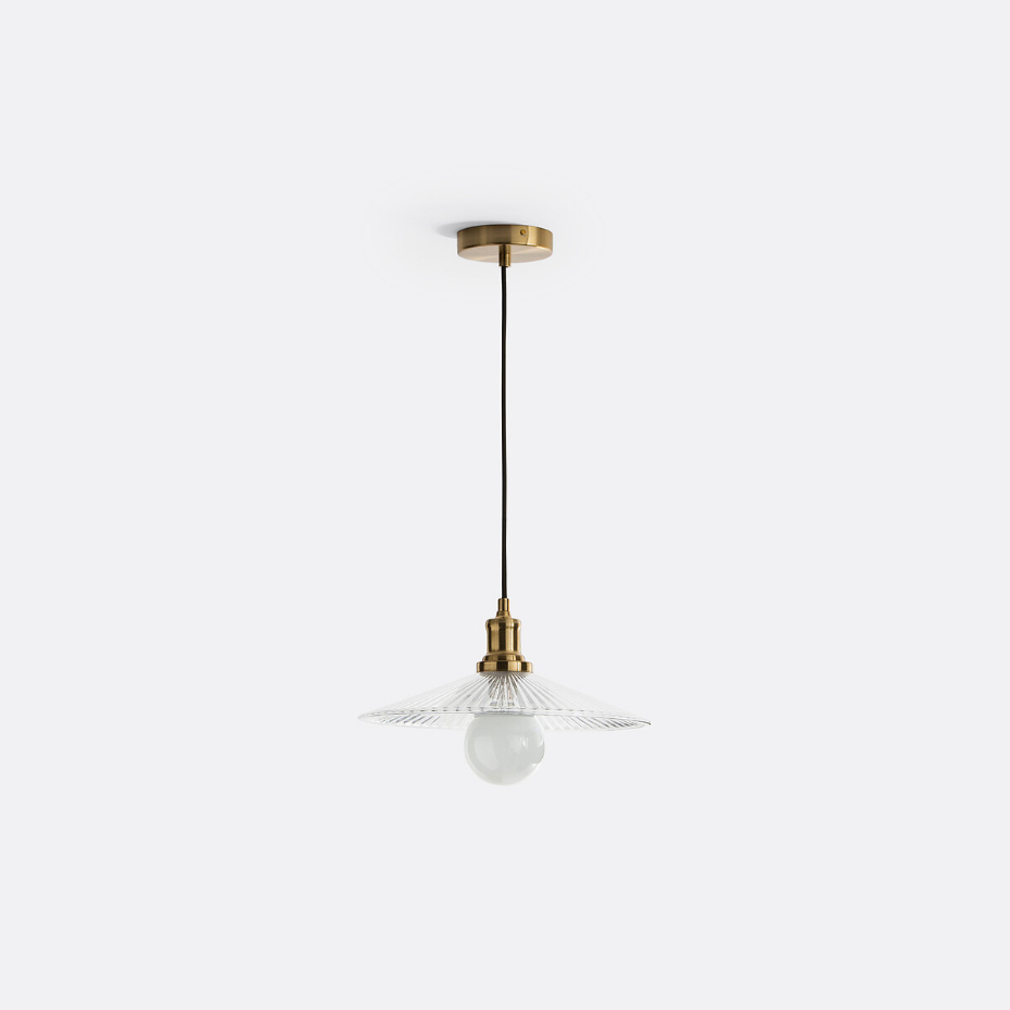 Suspension laiton et verre strié Ø35,5 cm, Iloa