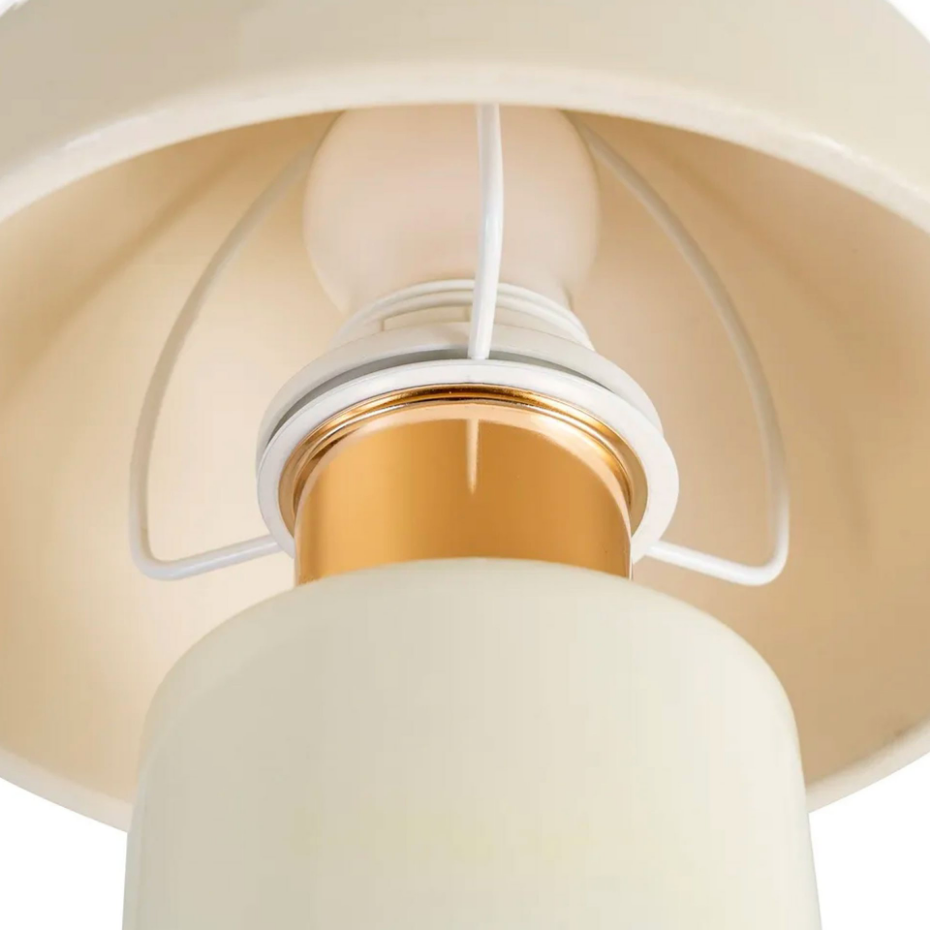 Lampe à poser champignon céramique beige crème et métal doré 17.5x17.5x30.5cm