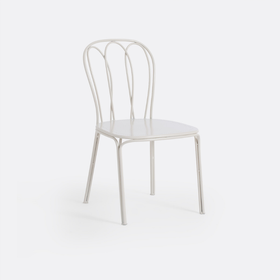 Lot de 2 chaises de jardin, en métal acier, avec coussin, LACOMO