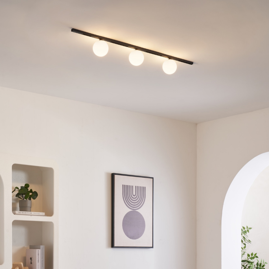 Kit rail 3 boules LED verre dépoli - LYNE