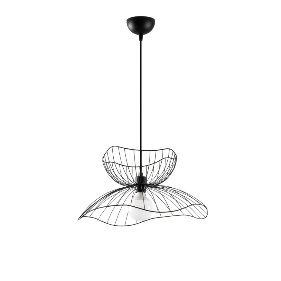 Suspension design noire filaire fleur stylisée SINOP