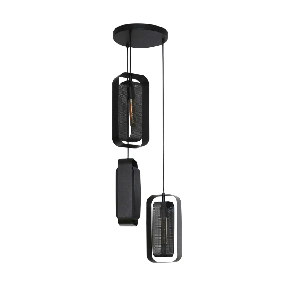 Suspension industrielle à double cadre 3 lampes RALF