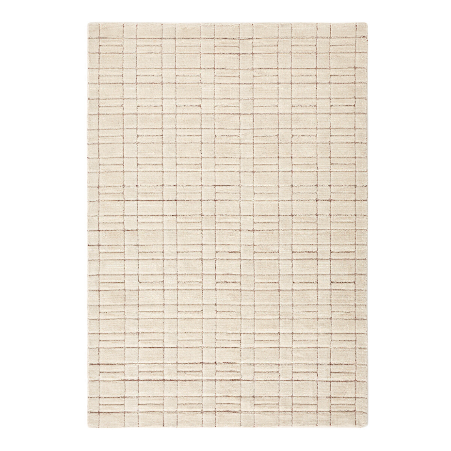Tapis quadrillé en pure laine, noué main, Mondria